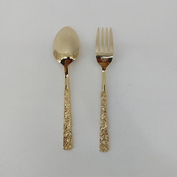 National Stainless Japan Hollywood Fork Spoon Set Floral 2 - Picture 6 of 11